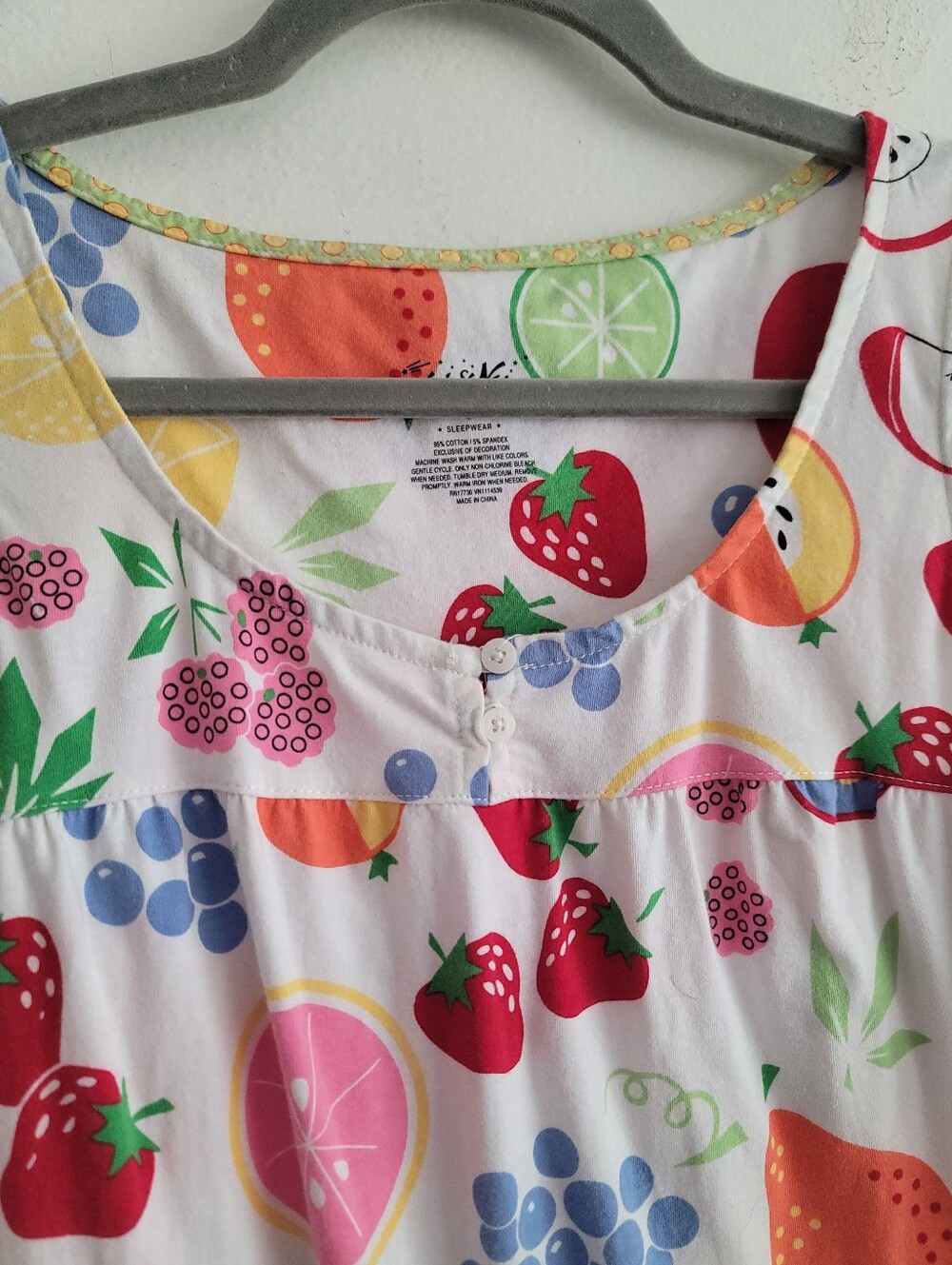 Nick & Nora Sleepwear Small Fruit Print Sleeveless Night Dress Pajama Summer - Picture 4 of 8